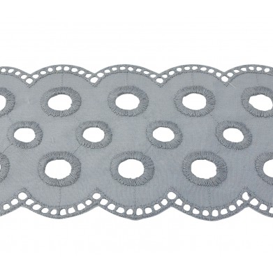 Tira bordada gris 6,5 cm