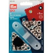 Ojetes con Arandelas 5mm Plateado Prym: Kit de 40 Unidades