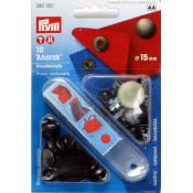 Corchetes Anorak Pavonados 15mm Prym: 10 Cierres Metálicos