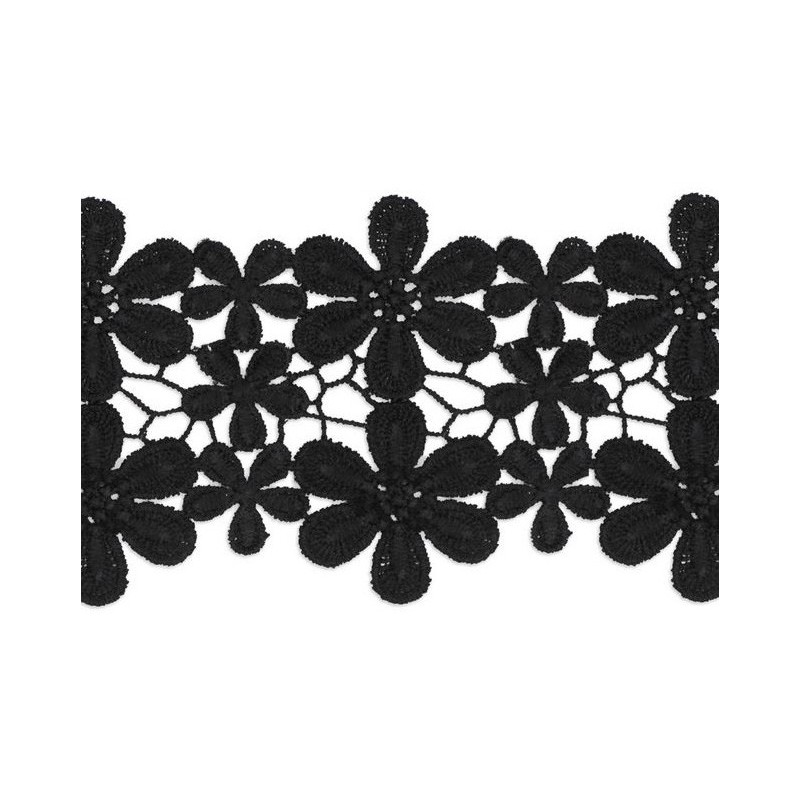 Milagroso El cuarto Majestuoso Comprar Encaje de Tipo Guipur de Flores Negro - Mercería Sarabia