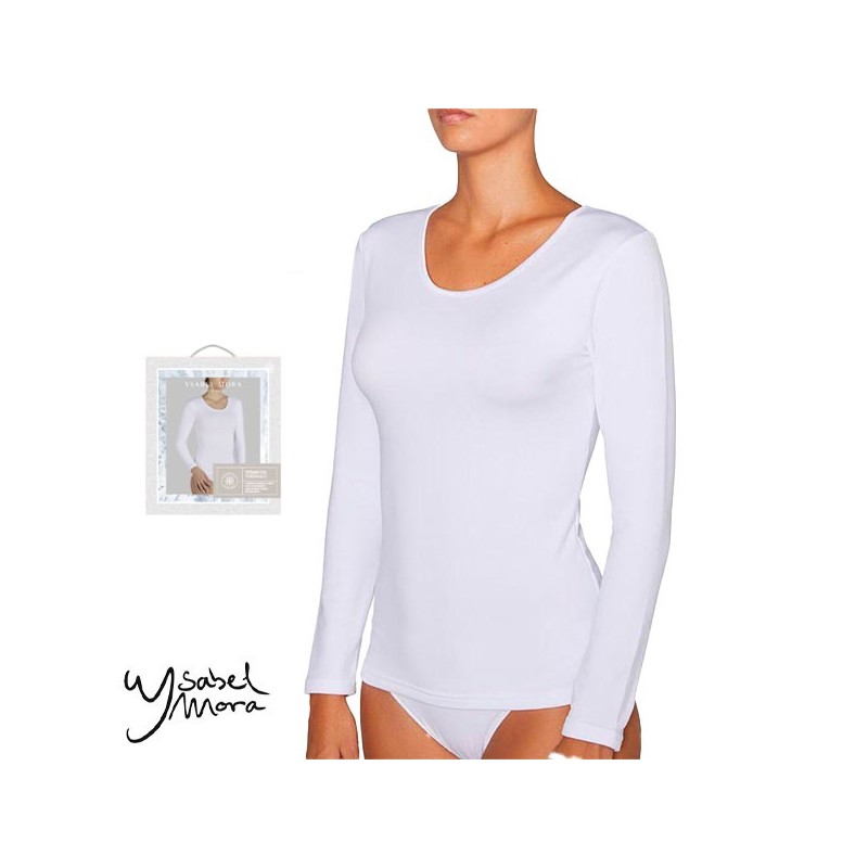 Camiseta interior manga larga mujer blanca de YSABEL MORA