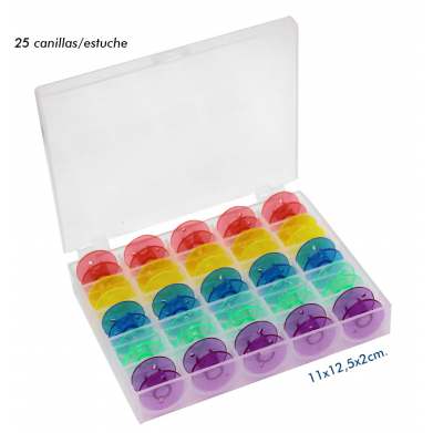 Caja con 25 canillas colores