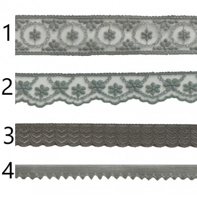 Tul bordado y nylon gris...